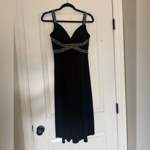 Cachet Black Strapless Dress with Silver Accents